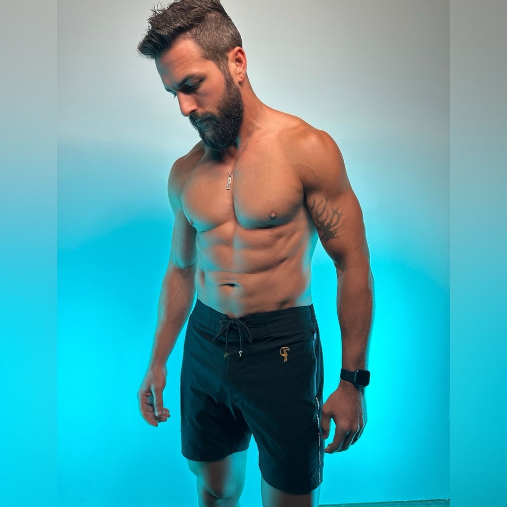 TUCANN / Black Swim Trunks with Gold Details / Medium